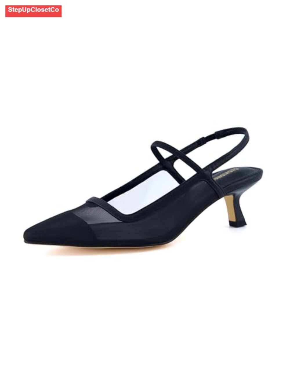 Pointed Toe Slingback Kitten Heels Memory Foam Cushioned Dress Pumps